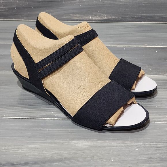LifeStride‎ Womens Yolo Wedge Sandals Heels Soft System Navy Blue Size 7 Wide - Picture 6 of 13